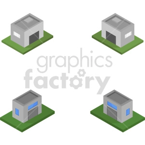 isometric garage vector icon clipart 2