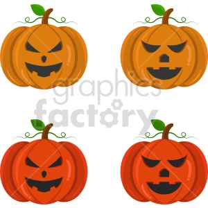 halloween pumpkins bundle vector graphic