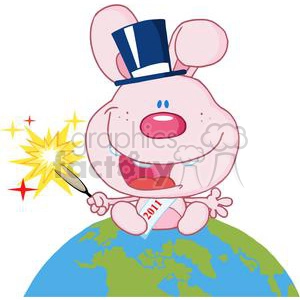 New-Year-Baby-Rabbit-Above-The-Globe