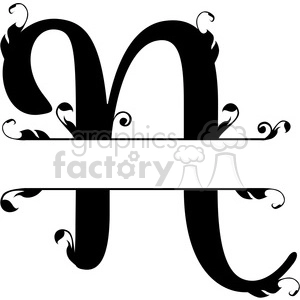 The clipart image shows a split regal monogram design of the letter 