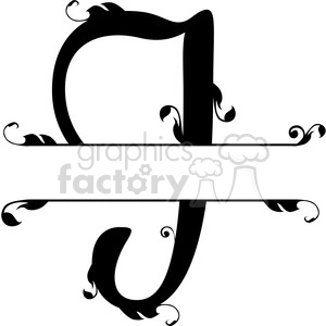 The clipart image shows a split regal monogram design of the letter 