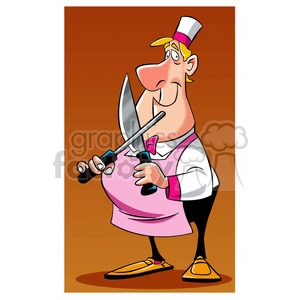 cartoon chef sharpening his knife