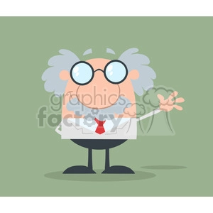 Funny Scientist Or Professor Waving Flat Design