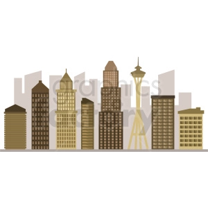 downtown seattle skyline vector design