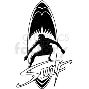 black and white surf design vector clipart