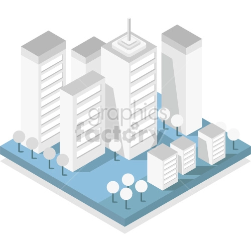 isometric city block vector clipart