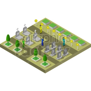 cemetery isometric vector clipart