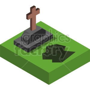 grave site isometric vector graphic