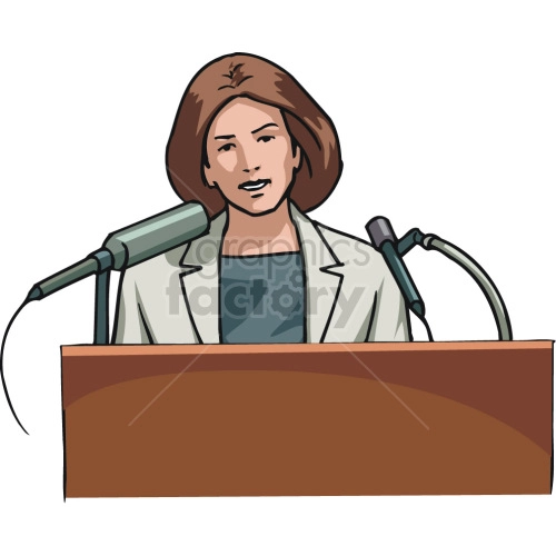 woman talking at podium