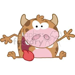 3789-Happy-Calf-Cartoon-Character-Waving-A-Greeting