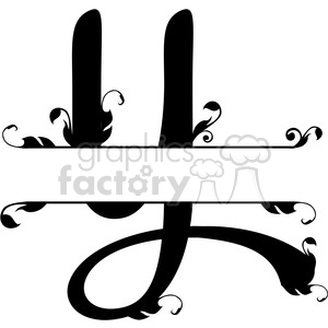 The clipart image shows a split regal monogram design of the letter 