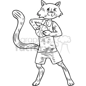 basketball cat vector RF clip art images