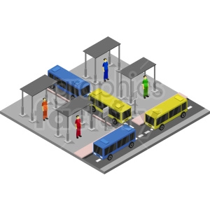 bus stop isometric vector graphic