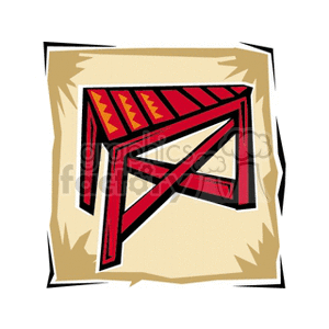 The clipart image depicts a stylized illustration of a red wooden table or rack, which could be associated with agricultural purposes, like a market display or a simple storage rack.