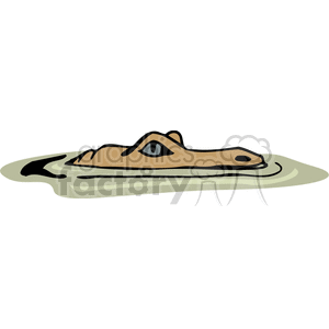 The image is a clipart representation of a crocodile or alligator lurking in water. Only its upper head and eye are visible while the rest of the body is submerged, suggesting that it is waiting or stalking.