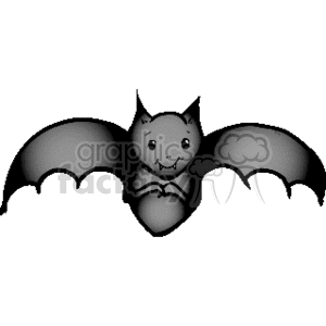 The clipart image depicts a stylized cartoon bat with outstretched wings. The bat has a friendly appearance with prominent ears and a slight smile. This kind of image is typically associated with themes such as Halloween, nocturnal animals, gothic imagery, or fantasy elements involving vampires, although the bat itself has no direct indication of being vampiric aside from the general association with vampire mythology.