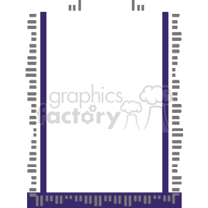 The image shows a rectangular border or frame that is inspired by a barcode design. The border is made up of a series of vertical lines of varying thicknesses which are typical characteristics of a barcode. These vertical lines are on three sides of the rectangle—left, right, and bottom. The top part also has small barcode-like elements, but they don't span the full width of the border, leaving gaps at the top left and right corners. The color scheme of the image is mostly dark with a purple hue at the bottom side, emulating a shadow or reflection. The background within the frame is white, setting the stage for something to be placed inside, like text or another image.