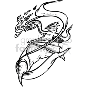 The image features a stylized dragon intertwined with a scroll or banner. The dragon appears to be in a dynamic pose, with its body weaving in and around the scroll, which seems to roll or unfold. The design is done in a line art style, which is suitable for vinyl cutting applications.