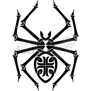 The clipart image depicts a stylized spider, designed to be cut out using a vinyl cutter. The spider is symmetrical and features sharp angles and decorative elements that give it a spooky and sophisticated appearance, making it suitable for Halloween-themed decor or crafts.