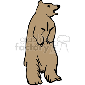 The clipart image shows a brown bear standing upright on its hind legs with its front paws hanging in front of its body. It appears to be in a side profile view and bears a simplistic, cartoonish design.