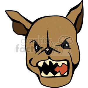 This clipart image depicts a cartoon representation of an angry or aggressive Chihuahua dog baring its teeth. The dog has large, pointy ears and its eyebrows are drawn to convey a scowling expression.