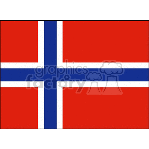 The clipart image displays the flag of Norway. It features a red background with a blue cross outlined in white that extends to the edges of the flag.