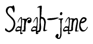 The image is of the word Sarah-jane stylized in a cursive script.