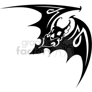 The image is a black and white clipart of a stylized, possibly sinister-looking bat. It is designed in a way that is suitable for vinyl cutting, making it vinyl-ready. The bat's wings are outstretched, suggesting flight. The image is simple, using only black and white, which makes it a clear line art illustration. The aesthetic of the bat may be associated with themes such as Halloween, horror, or the gothic, giving it a scary and spooky feel.