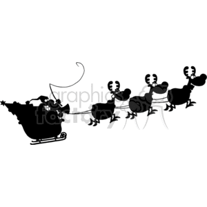 Cartoon-Santa-In-His-Sleigh-Flying-Siluethe