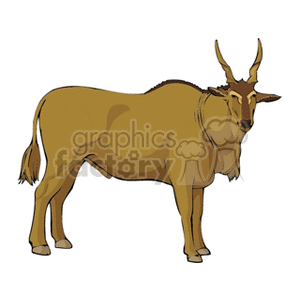 The clipart image depicts a brown cattle-like animal, likely illustrated to represent a stylized or fantastical version of a cow or bull due to its exaggerated features and prominent horns.