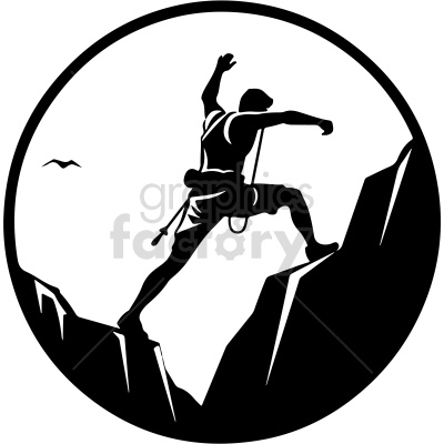 person rock climbing vector clipart