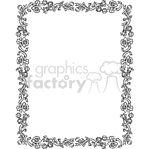 The image is a black and white clipart depicting a decorative border or frame. The design includes elements such as flowers, ribbons, and possibly pacifiers, which would be reflective of a theme associated with babies and might be suitable for framing content regarding a newborn, an invitation for a baby shower, or a baby's photo album. The intricate details provide an elegant touch to the border.