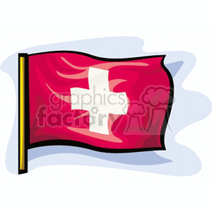 The clipart image depicts the flag of Switzerland, which is characterized by a red field with a bold, equilateral white cross in the center.