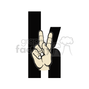 The clipart image features a hand making a sign with the fingers that appears to be a gesture from sign language, specifically the American Sign Language (ASL) alphabet. The hand is depicted as if it is poking through a split background — half white and half black — emphasizing the gesture.