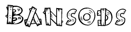 The clipart image shows the name Bansods stylized to look as if it has been constructed out of wooden planks or logs. Each letter is designed to resemble pieces of wood.