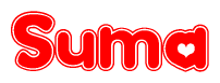 The image displays the word Suma written in a stylized red font with hearts inside the letters.