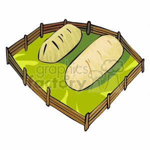 The clipart image depicts a fenced-in area on a farm with two large hay bales lying on what appears to be a grassy field.