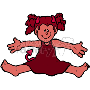 A Devil Looking Girl Happy Sitting in the Splits