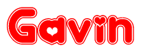 The image displays the word Gavin written in a stylized red font with hearts inside the letters.