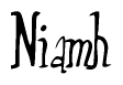 The image contains the word 'Niamh' written in a cursive, stylized font.