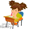 animated girl writing at her school desk