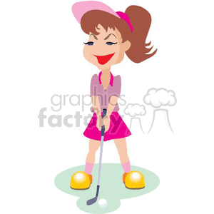 female cartoon golfer