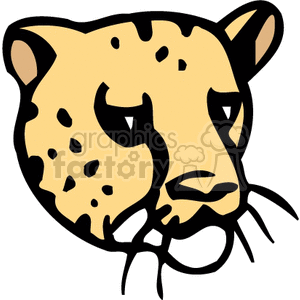 The image shows a stylized clipart of a big cat with spots, resembling a leopard or a cheetah. It features a prominent head with spotted fur and distinctive facial markings.