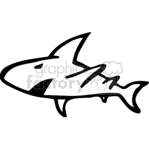 The image is a black and white clipart illustration of a shark.