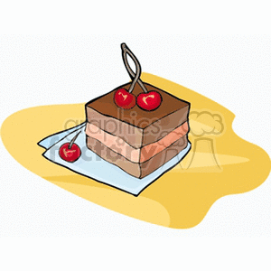 squared piece of cherry chocolate cake 
