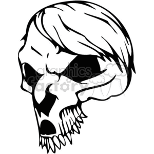 skull with hair