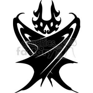 The clipart image features a stylized representation of bats with a strong contrast between black and white, emphasizing their shape and silhouette. The bats are portrayed in a simple, graphic style with a menacing look that could be associated with Halloween themes. The image appears to be designed with clean lines and sharp angles suitable for vinyl cutting or similar production purposes, making it ideal for use in decorations, costumes, or themed events.