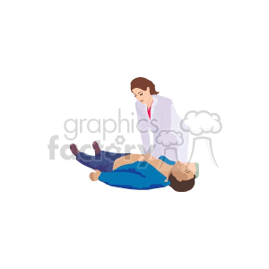 women giving a man cpr