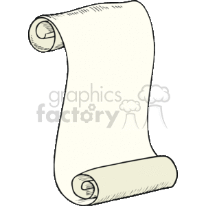 The clipart image depicts a long, rolled piece of paper with a blank surface, which is representative of a list or scroll. The paper is unrolled at the top and curls back on itself at the bottom, suggesting it could contain a long list of items.