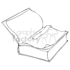 The clipart image depicts an open book with blank pages. The design is simple and monochromatic, suitable for various uses where the representation of a book is needed.